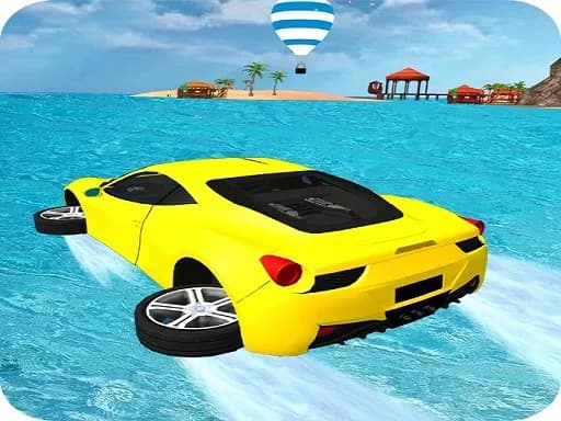 Su Kaydıraklı Araba Akrobasi Oyunu 3D